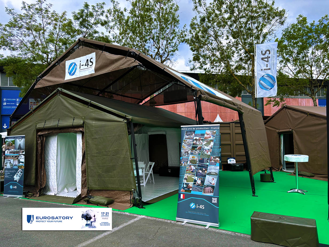 EUROSATORY 2024 I-4S STAND military_tents_tentes_militaires_container_conteneur_command_post_field_camp