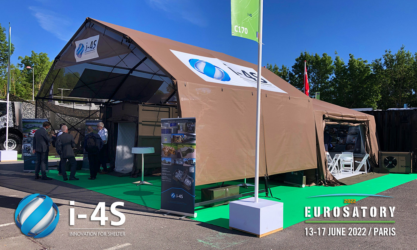 EUROSATORY 2022 I-4S STAND military_tents_tentes_militaires_container_conteneur_command_post_field_camp